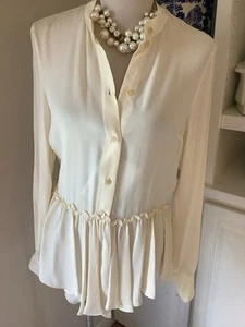 See by Chloe Top, Size Small, NWT, Ivory, Long Sleeved. Ruffle Detail, Button - Picture 1 of 15