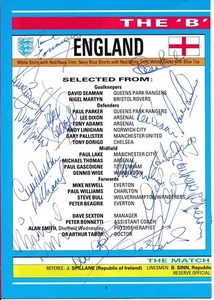 SIGNIERTES PROGRAMM - England B gegen Italien 1989 handsigniert von 16 Spielern innen - Bild 1 von 1