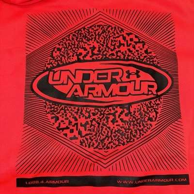Under Armour Youth Small (7/8) Bright Red Black Hoodie Hooded Sweatshirt NEW - Image 1 of 2