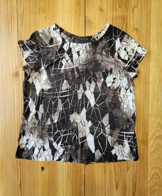 Simply Vera Vera Wang Womens Top Abstract Round Neck Short Sleeve Size Petite L  - Image 1 of 4