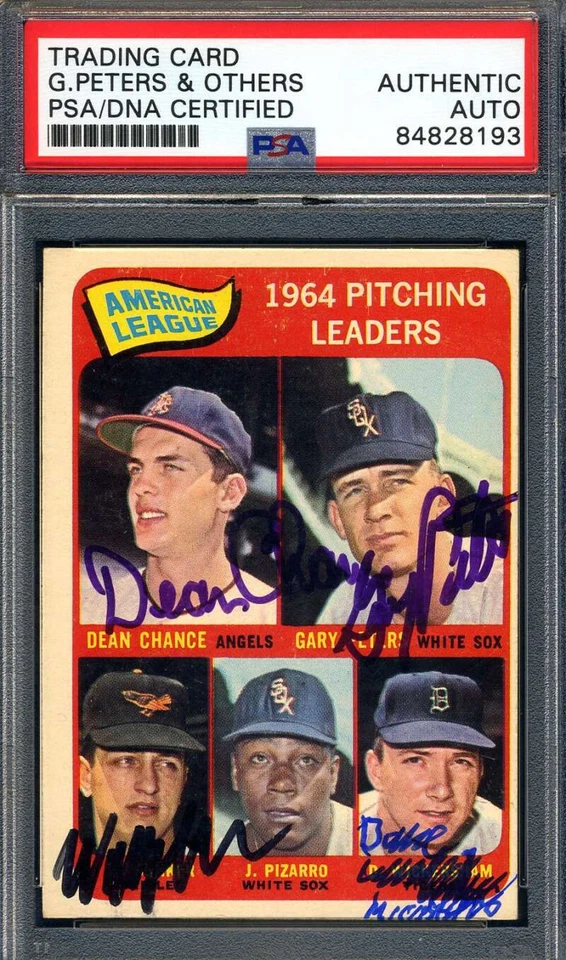 Peters Chance Wickersham Barber PSA ADN Firmado 1965 Topps 1964 Líderes Autógrafo Foto 1 de 1