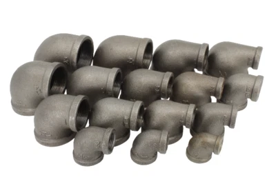 Black Malleable Iron Reducing Elbow Pipe Fitting (BSP) - Image 1 of 3