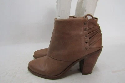 Jessica Simpson Mujer Talla 7.5 M Marrón Cuero Cremallera Tobillo Moda Botas Botín Foto 1 de 4