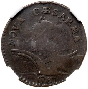 1787 M 34-J R-3 NGC VG Details Sprig Above Plow New Jersey Colonial Copper Coin - Picture 1 of 3
