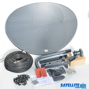 80cm Zone 2 satellite dish & quad lnb + 20m Black coax kit For Freesat / Sky - Picture 1 of 4
