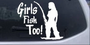 Calcomanía blanca para ventana de coche o camión Girls Fish Too 5X5,9 - Imagen 1 de 1