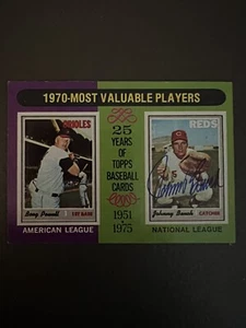 1975 Topps #208 1970 MVP'S Boog Powell Johnny Bench HOF Signed Autographed - Picture 1 of 4
