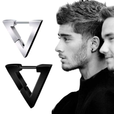 Pendientes Huggie Triangulares Para Hombre Tono Plata Cobre Geométricos Joyería Ligera Foto 1 de 4