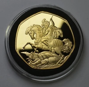 ST GEORGE & THE DRAGON 24ct Gold Commemorative in Capsule. Patron Saint, England - Picture 1 of 11