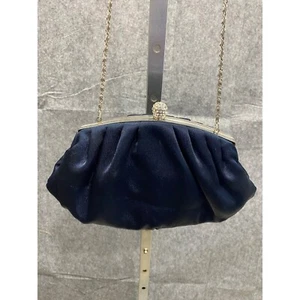 Bolso de Noche Jessica McClintock Estrás Beso Bloqueo Cadena Correa Azul Marino - Imagen 1 de 5