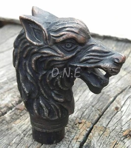 Antique Wolf Head Handle Only For Cane Walking Stick Shaft Amazing Vintage Gift - Picture 1 of 4
