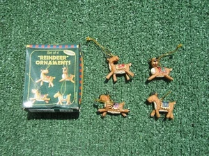 Set of 4 Polystone Reindeer Mini Christmas Ornaments - Picture 1 of 5