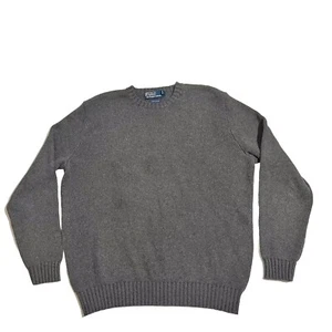 Vintage Polo Ralph Lauren Gray Crew Neck Knit Sweater Pony 90s Mens Size Large - Picture 1 of 7