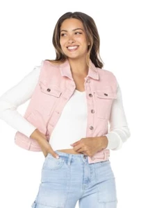 Gilet/giacca Ex Celebrity rosa denim foderato in pile taglie 6 8 10 12 14 16 18 20 - Foto 1 di 12
