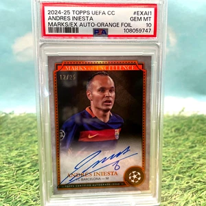 2024 Topps UEFA CC ANDRES INIESTA Marcas de Excelencia Automático/25 PSA 10 POP 1 - Imagen 1 de 2