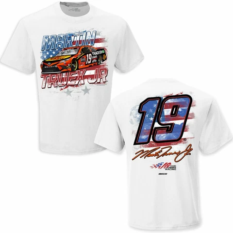 Martin Truex Jr 2021 Checkered Flag Sports #19 Bass Pro Shops Old Glory Tee FREE Cover