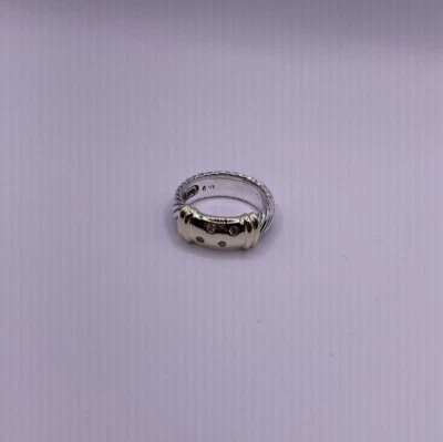 David Yurman Sterling Silver 14K Gold Diamond Metro Ring Size 6.25 - Image 1 of 4