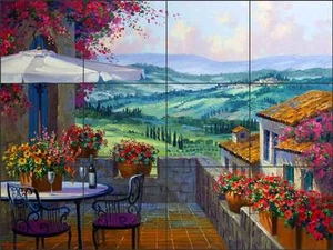 Tile Mural Backsplash Senkarik Ceramic Tuscan Villa Patio Landscape Art MSA065 - Picture 1 of 3