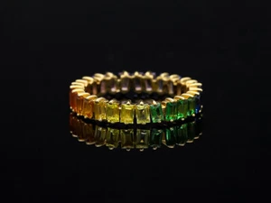 Anillo de memoria Top Price Rainbow zafiros 2,80 quilates oro amarillo 750 nuevo detalle - Imagen 1 de 8