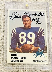 GINO MARCHETTI NICE 1961 FLEER COLTS SIGNED CARD AUTOGRAPH JSA DIED 2019 - Picture 1 of 2