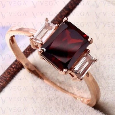 Anillo de oro rosa sólido 100 % diamante natural granate y corte radiante de 5,40 quilates Foto 1 de 4