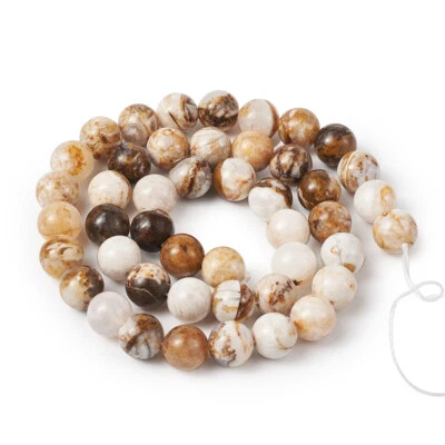 46 cuentas de madera petrificada Natural America redondas lisas espaciadoras artesanales 8 mm Foto 1 de 4
