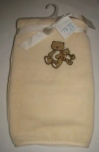 NEW Kyle & Deena Cream Teddy Bear Applique Velour Plush Baby Blanket - Picture 1 of 3