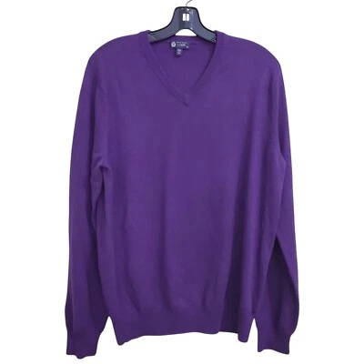 Suéter J Crew Para Hombre Mediano Italiano Lana Merino Cuello en V Púrpura Fino Ligero Foto 1 de 4