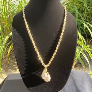 Gold Chain Rope Chain 24in 6mm and Icy Boxing Gloves Pendant Set - Picture 1 of 8