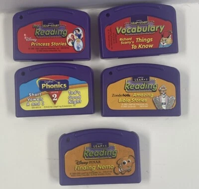 Lot of 5 Leap Frog Leap Pad Learning Game Cartridges Only Phonics Reading Vocab - Image 1 of 3
