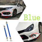 2x Stainless Steel & Aluminum Blue Adjustable Front Rear Bumper Lip Splitter Rod