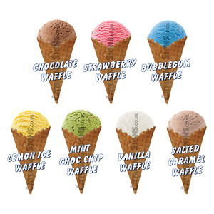 Set of 7 Ice Cream Waffle Cone Stickers - catering van flavours scoop die cut