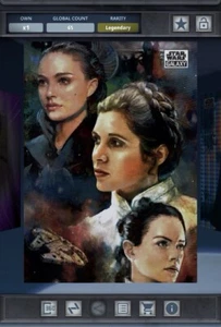 Star Wars Card Trader Chrome Galaxy The Legacy Leia Padme Rey 99cc Legendary - Picture 1 of 2