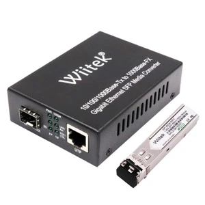 Wiitek Gigabit Fiber LC SFP to RJ45 Media Converter 10/100/1000Mbps RJ45 Port - Picture 1 of 5