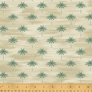 HAWAIIAN PALM TREES TAN 100% COTTON FABRIC QUILTING WINDHAM FABRICS - Picture 1 of 2