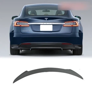 Unpainted FRP For Tesla Model S 4DR Sedan V Type Rear Trunk Spoiler 12-24 - Picture 1 of 4