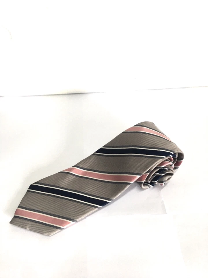 Authentic FILA Striped Design On Silver 100% Silk Necktie Tie - Image 1 of 4