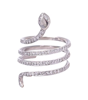 Anillo serpiente diamantes oro blanco 14K Foto 1 de 4