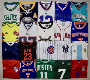 Youth NFL NBA MLB NHL Jersey Lot (20) Nike Adidas Jordan Mixed Sizes Soccer - Picture 1 of 24