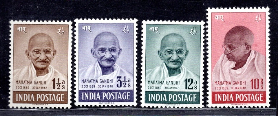 INDIA 1948 GANDHI SET SCOTT #203-206 MINT HINGED VF - Image 1 of 2