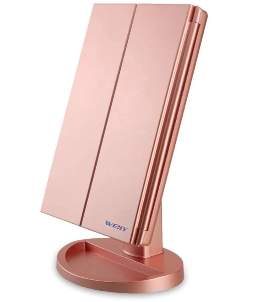 WEILY Lighted Vanity Makeup Mirror 1X/2X/3X Magnification Trifold with 36 LED