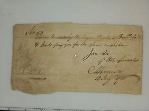 1780 Rev Kriegsnotiz an Herrn Reid signiert M. Harrison, versklavte Kuriere, GR Papier - Bild 1 von 7