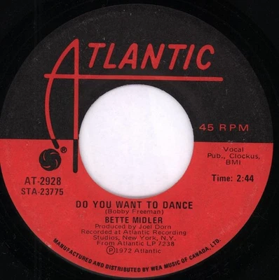 Bette Midler Do You Want To Dance? 7" vinyl Canada Atlantic 1972 AT2928 - Image 1 of 2
