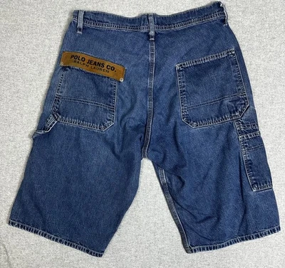 Pantalones Cortos Polo Jeans Co Ralph Lauren De Colección Para Hombres 30 Denim Carpintero Utilidad Y2K Foto 1 de 4