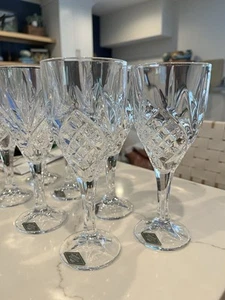 6 Shannon Crystal By Godinger Wine Water Glasses Goblets Dublin Etched, 8” New - Picture 1 of 6
