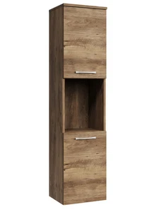 Badezimmer Schrank Montreal 131 cm - Braun Eiche – Hängender Hochschrank mit 2 T - Bild 1 von 4