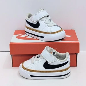 Nike Court Legacy Toddler Shoes White/Desert Ochre, Size 3C, DA5382 102 - Picture 1 of 10