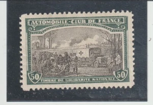 France WWI Automobile Club 50c Blue & Black Ambulance & Soldiers Vignette - Picture 1 of 1