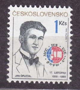 CZECHOSLOVAKIA 1989 SC#2765 MNH** stamp, Intl. Student’s Day. Jan Opletal. - Bild 1 von 1