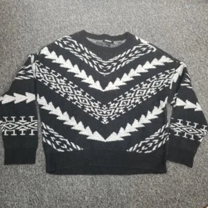 Express bequemer Pullover Sweater Damen klein schwarz weiß nordisch aztekisch - Bild 1 von 9